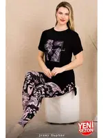 Lady Çiçekli Desenli Kısa Kollu Pijama Takımı Lady 12483 farklı açı