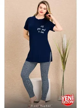 Lady Lady Lacivert Tayt Pijama Takımı Lady 12493 - Alternatif Görünüm