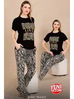 Lady Zebra Love Pijama Kısa Kollu Pijama Takımı Lady 12490