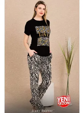 Lady Lady Zebra Love Pijama Kısa Kollu Pijama Takımı Lady 12490 - Alternatif Görünüm