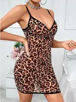 Leopar Arkası İp Erotik Gecelik Lily Bianca LB-181 Kahverengi görsel 4