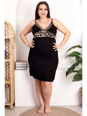 Lady Leopar Desenli 2li Büyük Beden Gecelik Sabahlık Takımı Lady 19219 - Alternatif Görünüm
