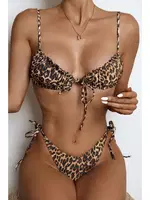 Leopar Desenli Belden Ayarlı Bağlamalı Bikini Altı Angelsin MS 43768 Leopar detay görünüm