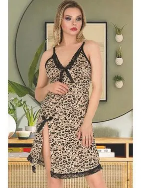 İzabel Leopar Desenli Tunik Fantezi Gecelik İzabel T-1016