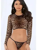 Leopar Fantezi Tanga Büstiyer Takım Loomerie 331 Kahverengi