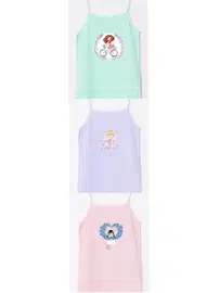 Öztaş Likralı Baskılı 3 lü Paket Kız Çocuk İp Askılı Atlet Öztaş 4628-F