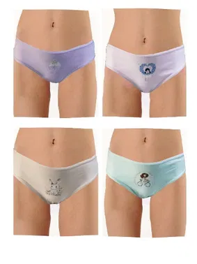 Öztaş Likralı Baskılı Kız Çocuk Slip 4Lü Paket Öztaş 4736-H