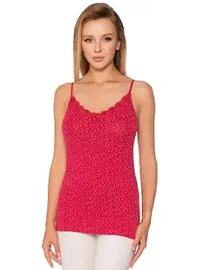 Gümüş Likralı Bordo Desenli Empirme İnce Askılı Kadın Atlet Gümüş 3096 - 6 Adet