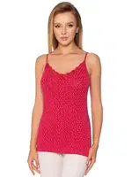 Likralı Bordo Desenli Empirme İnce Askılı Kadın Atlet Gümüş 3096 - 6 Adet Bordo