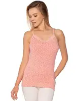 Likralı İnce Askılı Empirme Desenli Kadın Atlet Gümüş 3096 - 6 Adet Somon detay görünüm