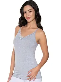 Gümüş Likralı İnce Dantelli Kadın Atlet Gümüş 3105 - 6 Adet