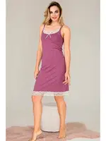 Lila Dantelli İnce Askılı Viskon Kadın Tunik Gecelik  Lady 5521 Lila detay görünüm