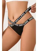 Love Yazılı Pencereli Fantazi Kadın Külot MissisX 1020 Siyah görsel 5