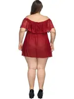 Madonna Yaka Kırmızı Transparan Büyük Beden Gecelik missisX 3014 Kırmızı detay görünüm