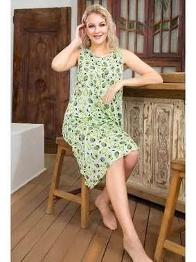 Lady Mango Desenli Sıfır Kol Uzun ElbiseLady 7001 - Alternatif Görünüm