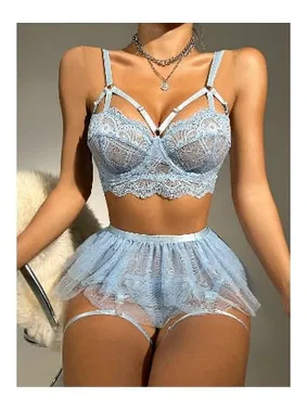 missisX Mavi Lastikli Dantelli Fantazi 5 Parça Jartiyer Takım missisX 3089 - Alternatif Görünüm