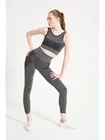 Dikişsiz Yüksek Bel Toparlayıcı Melanjlı Spor Tayt FormActive 1700 Siyah detay görünüm