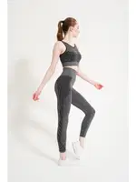 Dikişsiz Yüksek Bel Toparlayıcı Melanjlı Spor Tayt FormActive 1700 Siyah görsel 5