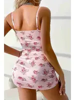 Askılı Çiçek Baskılı Yumuşacık Şık Dantelli Gecelik Pembe Merry See MS2384 Pembe Pembe farklı açı