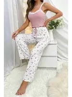 Askılı Şık Üstü Dantel İşlemeli Baskılı Pijama TakımıMerry See MS4423 Çok Renkli Çok Renkli detay görünüm