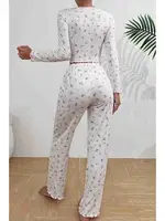 Baskılı Özel Kumaş Pijama Takımı Beyaz Merry See MS4006 Beyaz Beyaz farklı açı