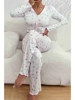 Baskılı Özel Kumaş Pijama Takımı Beyaz Merry See MS4006 Beyaz Beyaz görsel 4