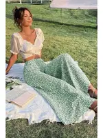 Çiçek Desenli İspanyol Paça Yüksek Bel Dokuma Pantolon Merry See MS2500 Yeşil Yeşil farklı açı