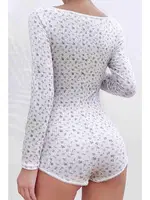 Merry See Çiçek Desenli Tasarım Tulum Gecelik Body Çok Renkli MS 2366 Çok Renkli detay görünüm