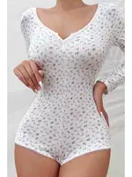 Merry See Çiçek Desenli Tasarım Tulum Gecelik Body Çok Renkli MS 2366 Çok Renkli görsel 4