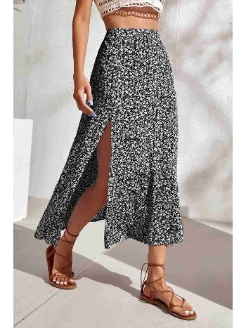 Çiçekli Yırtmaç Detaylı Etek Çok Renkli Merry See MS7116 Çok Renkli