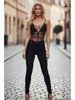 Merry See Dantel İşlemeli Siyah Şık Body Gecelik Siyah