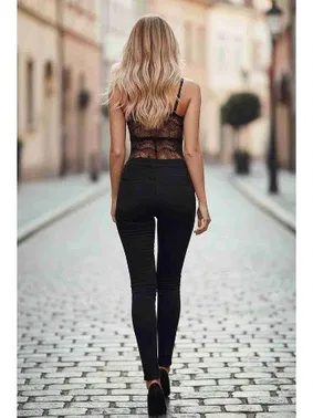 Merry See Merry See Dantel İşlemeli Siyah Şık Body Gecelik - Alternatif Görünüm