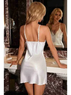 Merry See Dantelli Şık Yırtmaçlı Saten Gecelik Beyaz Merry See MS2374 Beyaz - Alternatif Görünüm