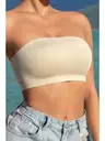 Merry See Dikişsiz Balensiz Çıkarılır Pedli Lazer Kesim Kaydırmaz Şeffaf Silikonlu Straplez Sütyen AN2003 Ekru