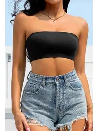 Merry See Dikişsiz Balensiz Çıkarılır Pedli Lazer Kesim Kaydırmaz Şeffaf Silikonlu Straplez Sütyen Merry See AN2003 Siyah