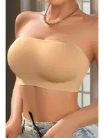 Dikişsiz Balensiz Çıkarılır Pedli Lazer Kesim Kaydırmaz Şeffaf Silikonlu Straplez Sütyen Merry See AN2003 TEN Ten