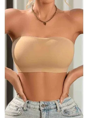 Merry See Dikişsiz Balensiz Çıkarılır Pedli Lazer Kesim Kaydırmaz Şeffaf Silikonlu Straplez Sütyen Merry See AN2003 TEN - Alternatif Görünüm