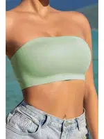 Dikişsiz Balensiz Çıkarılır Pedli Lazer Kesim Kaydırmaz Şeffaf Silikonlu Straplez Sütyen Merry See AN2003 Yeşil Yeşil