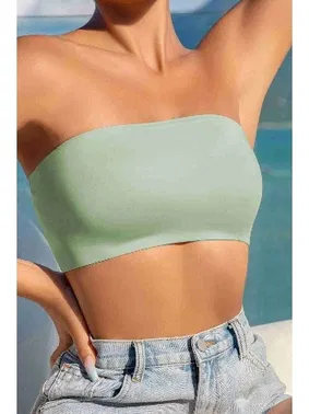 Merry See Dikişsiz Balensiz Çıkarılır Pedli Lazer Kesim Kaydırmaz Şeffaf Silikonlu Straplez Sütyen Merry See AN2003 Yeşil - Alternatif Görünüm