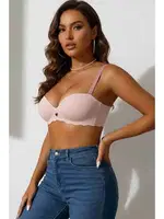 Dikişsiz Balensiz Hafif Destekli Kalp Detay Lazer Kesim Görünmez Sütyen Merry See MSB9975 Pembe Pembe