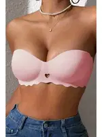 Dikişsiz Balensiz Hafif Destekli Kalp Detay Lazer Kesim Görünmez Sütyen Merry See MSB9975 Pembe Pembe farklı açı