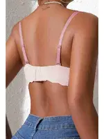 Dikişsiz Balensiz Hafif Destekli Kalp Detay Lazer Kesim Görünmez Sütyen Merry See MSB9975 Pembe Pembe görsel 4