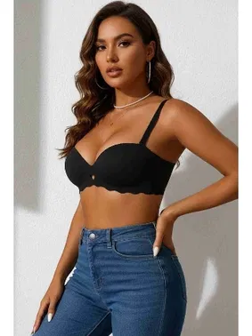 Merry See Dikişsiz Balensiz Hafif Destekli Kalp Detay Lazer Kesim Sütyen Merry See MSB9975 Siyah