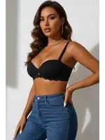 Dikişsiz Balensiz Hafif Destekli Kalp Detay Lazer Kesim Sütyen Merry See MSB9975 Siyah Siyah