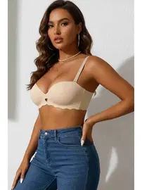 Merry See Dikişsiz Balensiz Hafif Destekli Kalpli Lazer Kesim Görünmez Sütyen Merry See MSB9975 TEN