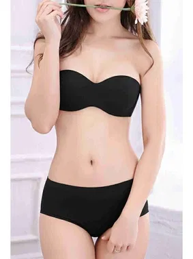 Merry See Dikişsiz Balensiz Hafif Destekli Lazer Kesim Görünmez Straplez SütyenMerry See MSB7762 Siyah - Alternatif Görünüm