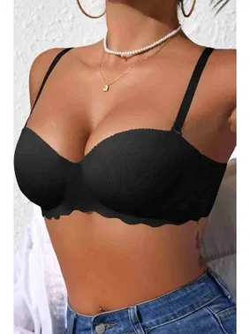 Merry See Dikişsiz Balensiz Hafif Destekli Lazer Kesim Görünmez Sütyen Merry See MSB2471 Siyah - Alternatif Görünüm