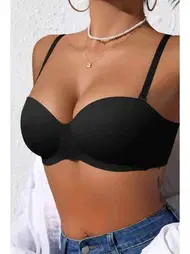 Merry See Merry See Dikişsiz Balensiz Hafif Destekli Parlak Lazer Kesim İzbırakmaz Görünmez Sütyen Siyah - MSB7758-Siyah