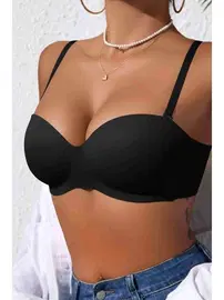 Merry See Merry See Dikişsiz Balensiz Hafif Destekli Parlak Lazer Kesim İzbırakmaz Görünmez Sütyen Siyah - MSB7758-Siyah