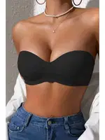 Merry See Dikişsiz Balensiz Hafif Destekli Parlak Lazer Kesim İzbırakmaz Görünmez Sütyen Siyah - MSB7758-Siyah detay görünüm